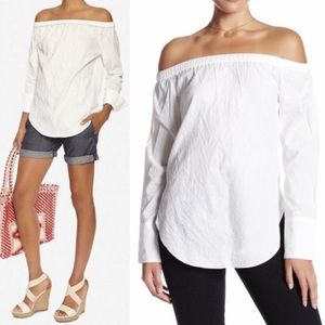 Rag And Bone White Elasticized Off Shoulder Greta Blouse Top, Size S